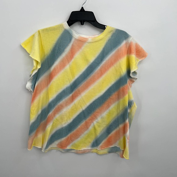 Fourteenth Place Tops - Fourteenth Place Women's Yellow & Blue Striped Short Sleeve T-Shirt Size 2X